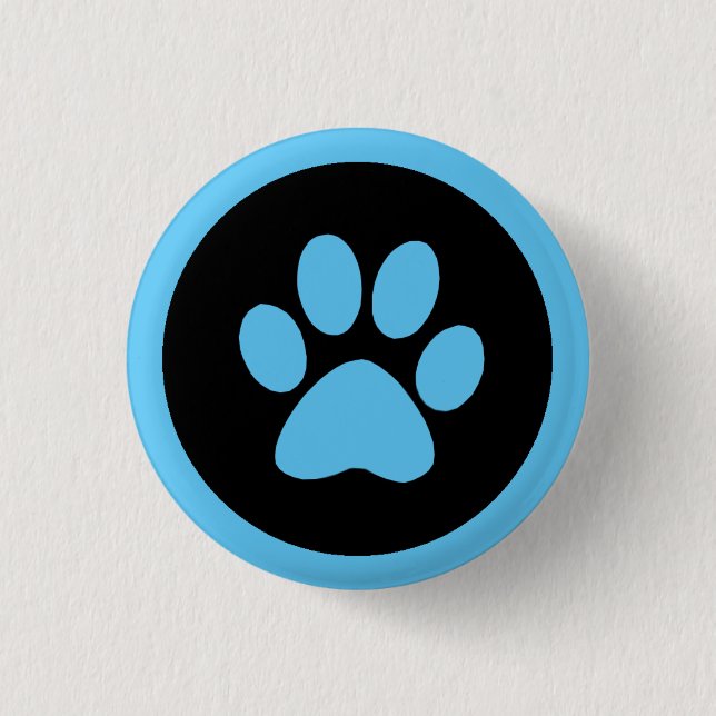 Schaltfläche Pawprint in Blau und Schwarz Button (Vorderseite)