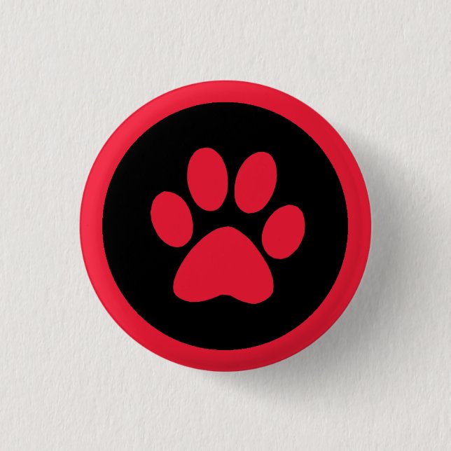 Schaltfläche Pawprint in Rot und Schwarz Button (Vorderseite)