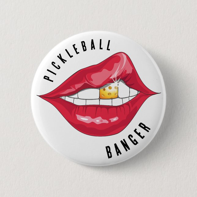 Schaltfläche "Pickleball Banger Red Lips" Button (Vorderseite)