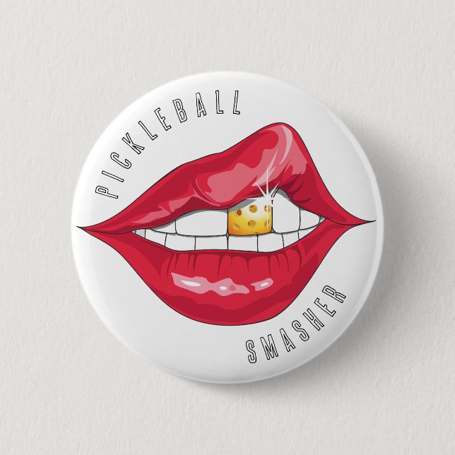 Schaltfläche "Pickleball Smasher Red Lips" Button (Vorderseite)