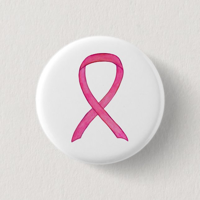 Schaltfläche "Pink Awareness Ribbon Custom Art But Button (Vorderseite)