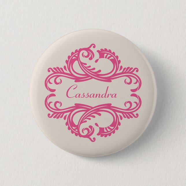 Schaltfläche "Pink Chic Damask" Button (Vorderseite)