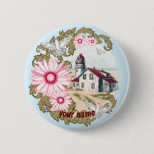 Schaltfläche "Pink Daisy Lighthouse Button" Button