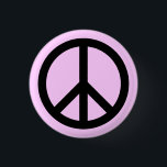 Schaltfläche Pink Peace Symbol Button<br><div class="desc">Nur Peace-Symbol with black background.</div>