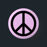 Schaltfläche Pink Peace Symbol Button<br><div class="desc">Nur Peace-Symbol with black background.</div>