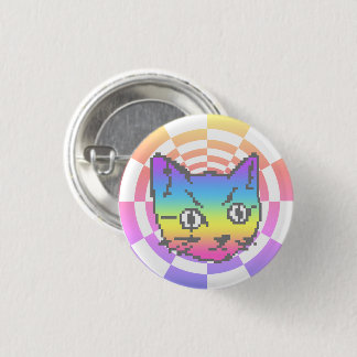 SCHALTFLÄCHE "PIXEL KITTY CAT PSYCHEDELIC RAINBOW" BUTTON