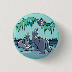 Schaltfläche "Polar Bear & Cub" / Button Wildlife 