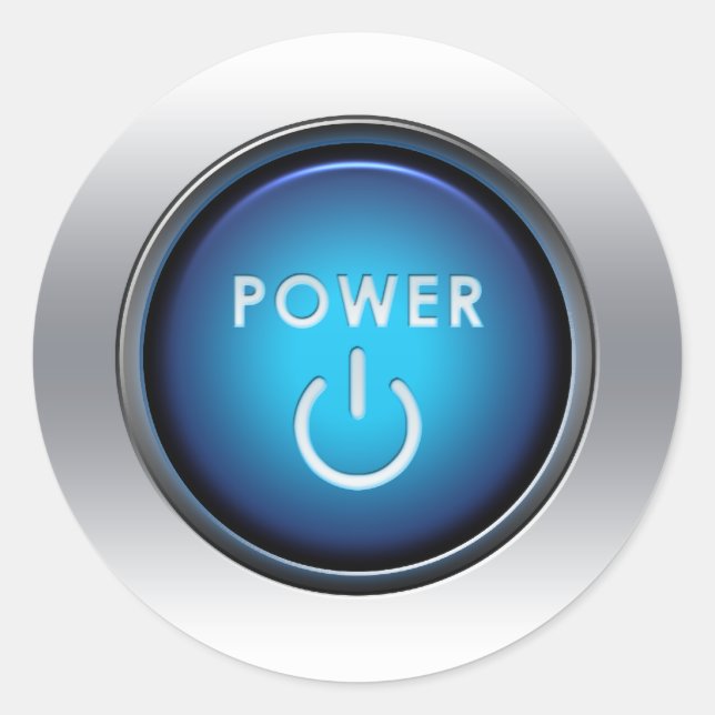 Schaltfläche Power Runder Aufkleber (Vorderseite)