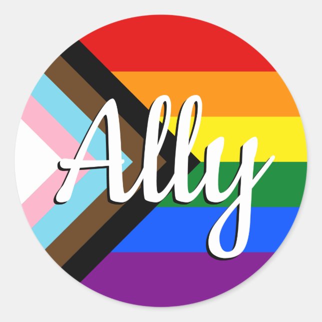 Schaltfläche "Progress Pride"-Flagge Runder Aufkleber (Vorderseite)