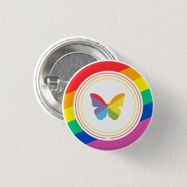 Schaltfläche "Rainbow Butterfly LGBTQ+" Button (Vorne & Hinten)