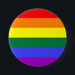 Schaltfläche "Rainbow Prilag" Button<br><div class="desc">Die sechsfarbige Version der Gay Pride Flag ist seit 1979 beliebt. Die Anzahl der Streifen wurde auf eine gerade Zahl reduziert,  um zu verhindern,  dass die mittlere Farbe versteckt wird,  wenn sie vertikal auf Lampenposten aufgehängt wird. Indigo Streifen wurde in königsblaue Streifen geändert.</div>