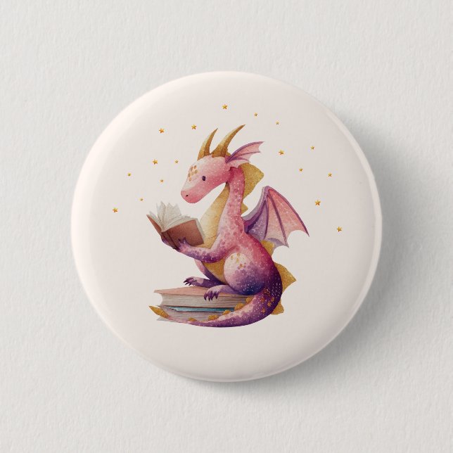 Schaltfläche "Reading Dragon Round" - Benutzerdefi Button (Vorderseite)