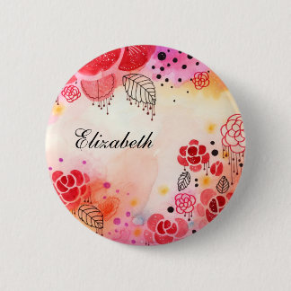 Schaltfläche Red Blooms Individuelle Name Button