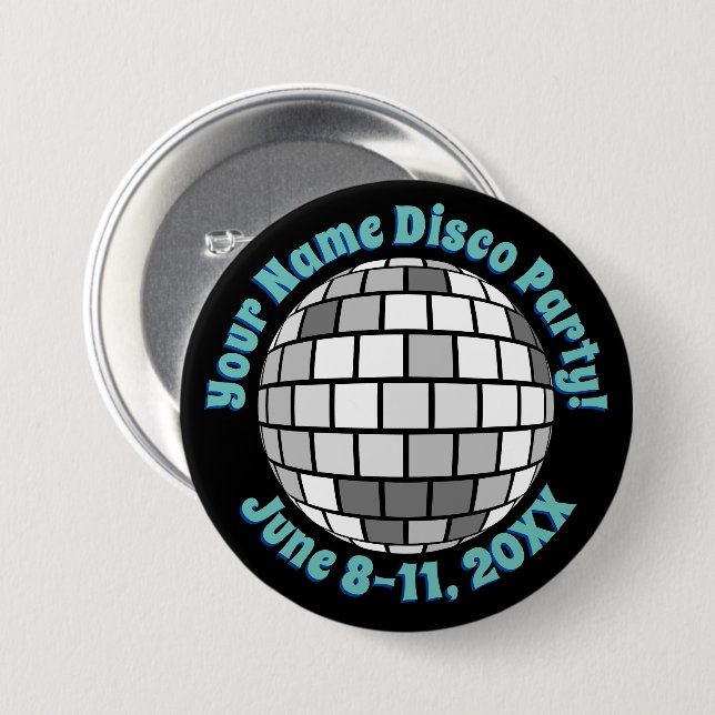 Schaltfläche "Retro Disco Ball" PERSONALISIERT Button (Vorne & Hinten)