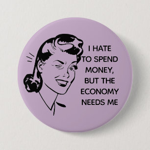 Schaltfläche "Retro Funny Shopping Quote" Button
