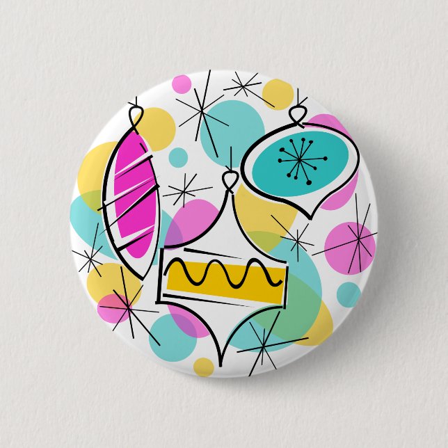 Schaltfläche Retro Tree Baubles Button (Vorderseite)