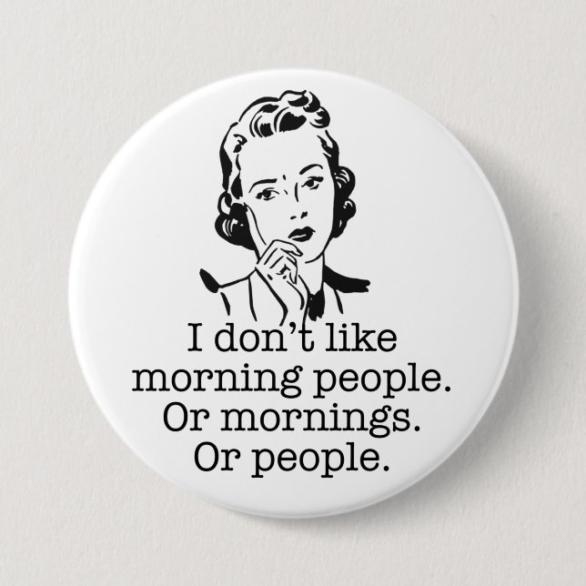 Schaltfläche "Retro Woman Morning People" Button (Vorderseite)
