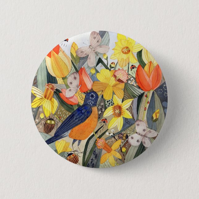 Schaltfläche "Robin and Daffodis" Button (Vorderseite)