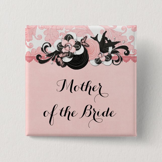Schaltfläche "Rosa Damask Love" Button (Vorderseite)