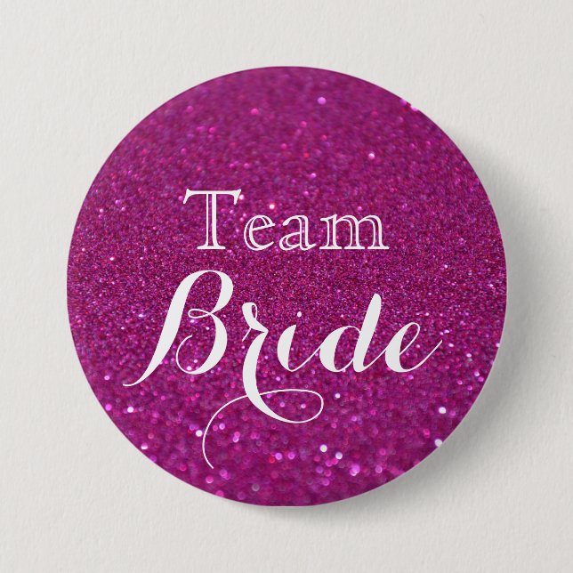 Schaltfläche "Rosa Glitzer Wedding Team Bride" Button (Vorderseite)