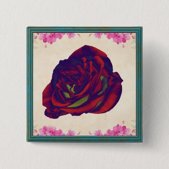 Schaltfläche rote Rose Button (Vorderseite)