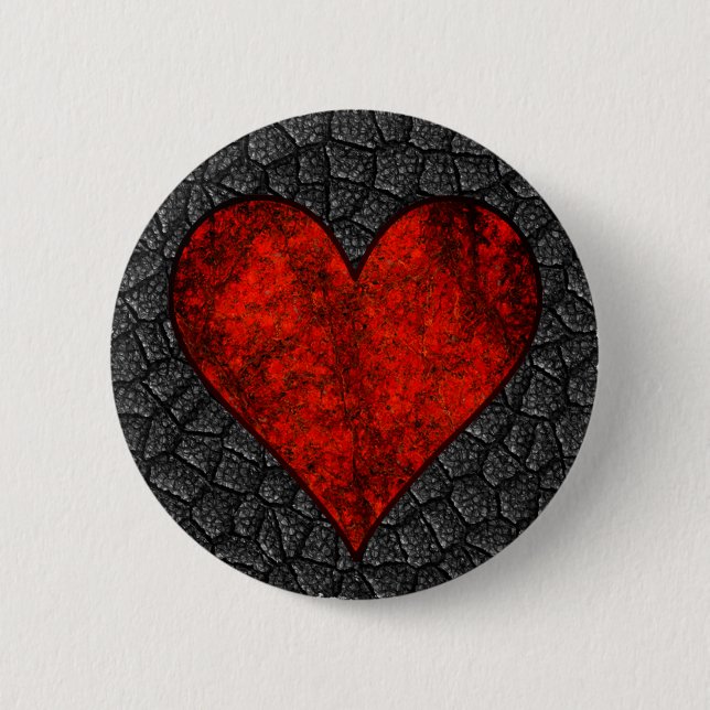 Schaltfläche Roter Stein Herz Button (Vorderseite)