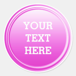 SCHALTFLÄCHE ROUND rosa Farbverlauf + Ihr Text Runder Aufkleber