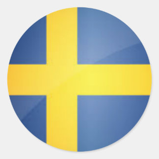 Schaltfläche "Runde schwedische Flagge" Runder Aufkleber