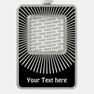 SCHALTFLÄCHE RUNDE Weiß + Foto & Text Rahmen-Ornament Silber
