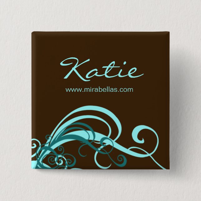 Schaltfläche "Salon Name Tag" - Blau-Wirbel Button (Vorderseite)