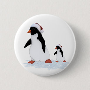 Schaltfläche Santa Penguins Button