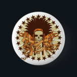Schaltfläche "Schädelheizung 2" Button<br><div class="desc">Indische Schädelheide mit Bannern und Sternen. Geeignet für Männer,  Frauen und Kinder.</div>