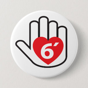 Schaltfläche "Sechs Federn — soziale Distanzier Button