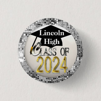 Schaltfläche "Silver Sequins Class of 2024 Abschlu Button