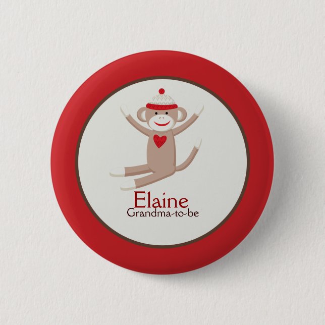 Schaltfläche "Sock Monkey NAME TAG Custom" Button (Vorderseite)
