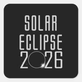 Schaltfläche Solar Eclipse 2026 Quadratischer Aufkleber