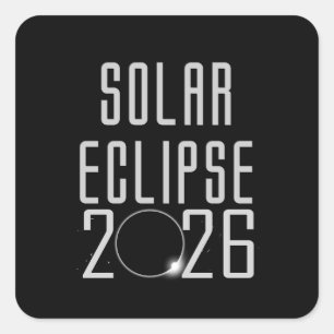 Schaltfläche Solar Eclipse 2026 Quadratischer Aufkleber