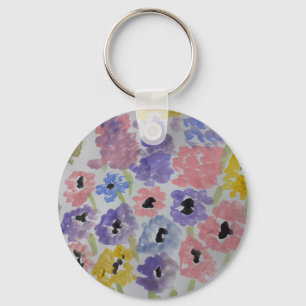 Schaltfläche Sommerliche Wildblumen Schlüsselanhänger