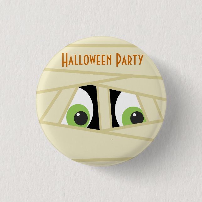 Schaltfläche "Spooky Mummy Head"-Halloween-Party Button (Vorderseite)