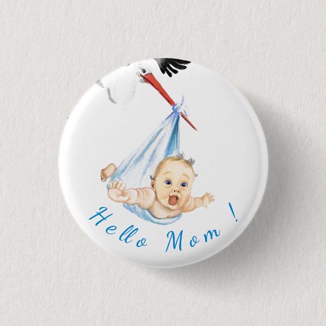 Schaltfläche "Storch und Baby Funny" - Benutzerdef Button (Vorderseite)