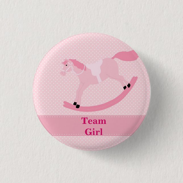 Schaltfläche "Team Girl Pink Rocking Horse Gender  Button (Vorderseite)