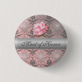 Schaltfläche Trauzeugin Rosa Grunge Damask Button
