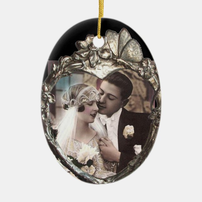 SCHALTFLÄCHE UND BLUME HERZFOTOVORLAGE KERAMIKORNAMENT (Vorne)