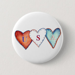 Schaltfläche "USA - Rot, Weiß und Blau - Amerika Button