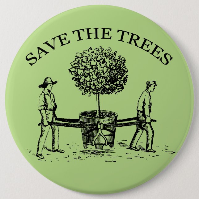 Schaltfläche "Vintage Darstellung der Bäume gerett Button (Vorderseite)