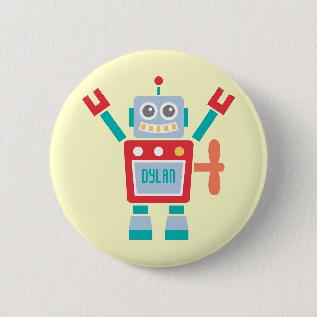 Schaltfläche "Vintage Niedliche Robot Toys Name" Button (Vorderseite)