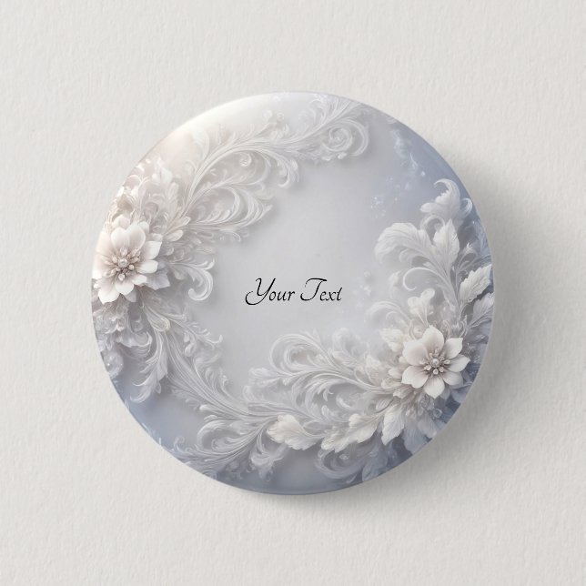 Schaltfläche "Weiße Blume" Blüh Button (Vorderseite)