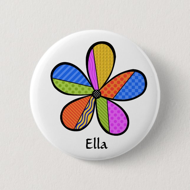 Schaltfläche "Whimsisches kubistisches Blume" Button (Vorderseite)
