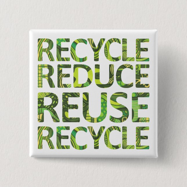 Schaltfläche "Wiederverwenden" Recycle Grün reduzi Button (Vorderseite)