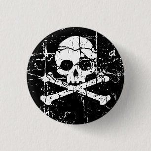 Schaltfläche "Work Cracked Skull and Crossbones" Button